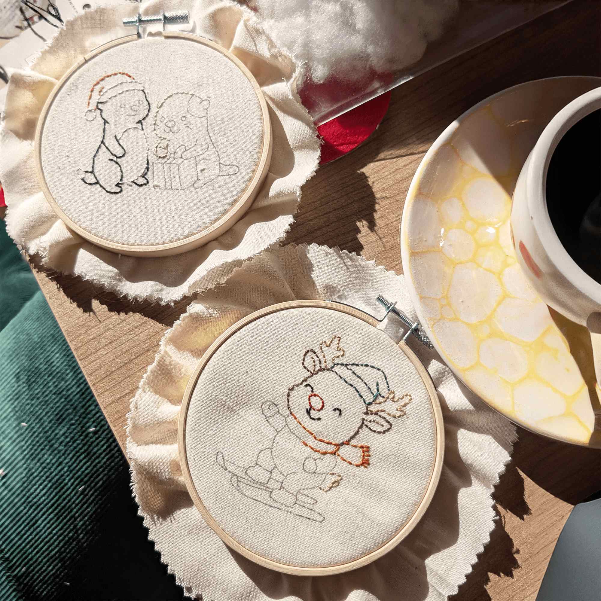 Suspension de Noël brodée, atelier de broderie à Toulouse