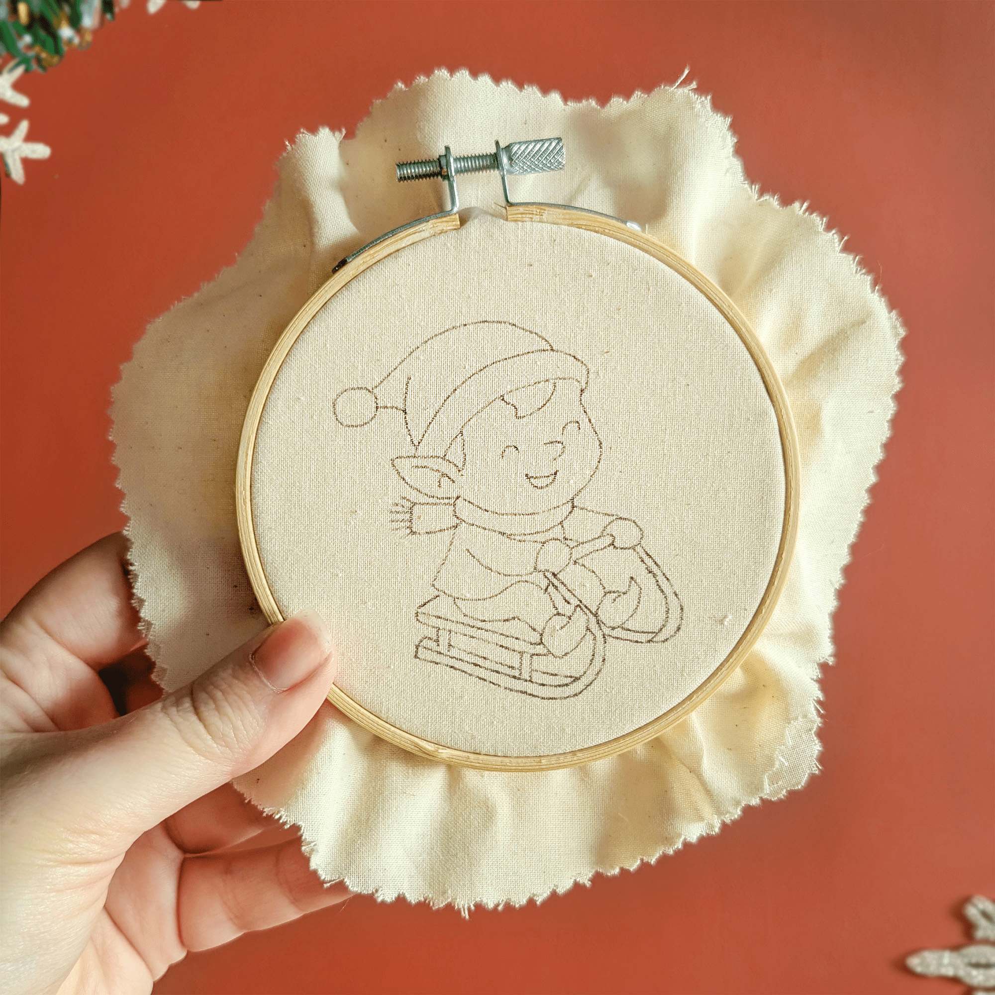 Suspension de Noël brodée, atelier de broderie à Toulouse