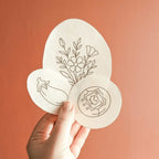 Kit de broderie customiser vêtements, aubergine, fleurs, tamagotchi