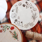 Motif de broderie imprimé sur papier hydrosoluble dans un kit de broderie d’automne pour débutant