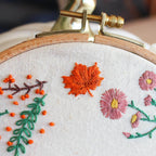 Kit de broderie débutant avec couronne de fleurs d’automne brodée à la main