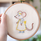 Kit de broderie débutant, petite souris, illustration enfant
