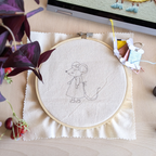 Kit de broderie débutant, petite souris, illustration enfant